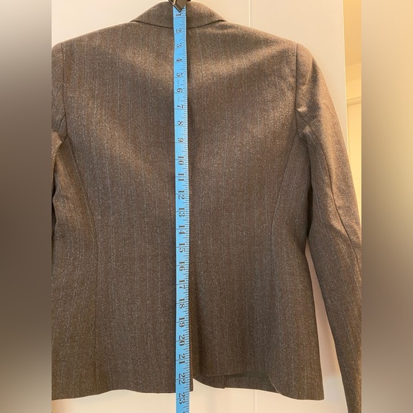 Theory wool blazer brown and grey with blue pinstripe bergdorf goodman sz 2 - Picture 7 of 7